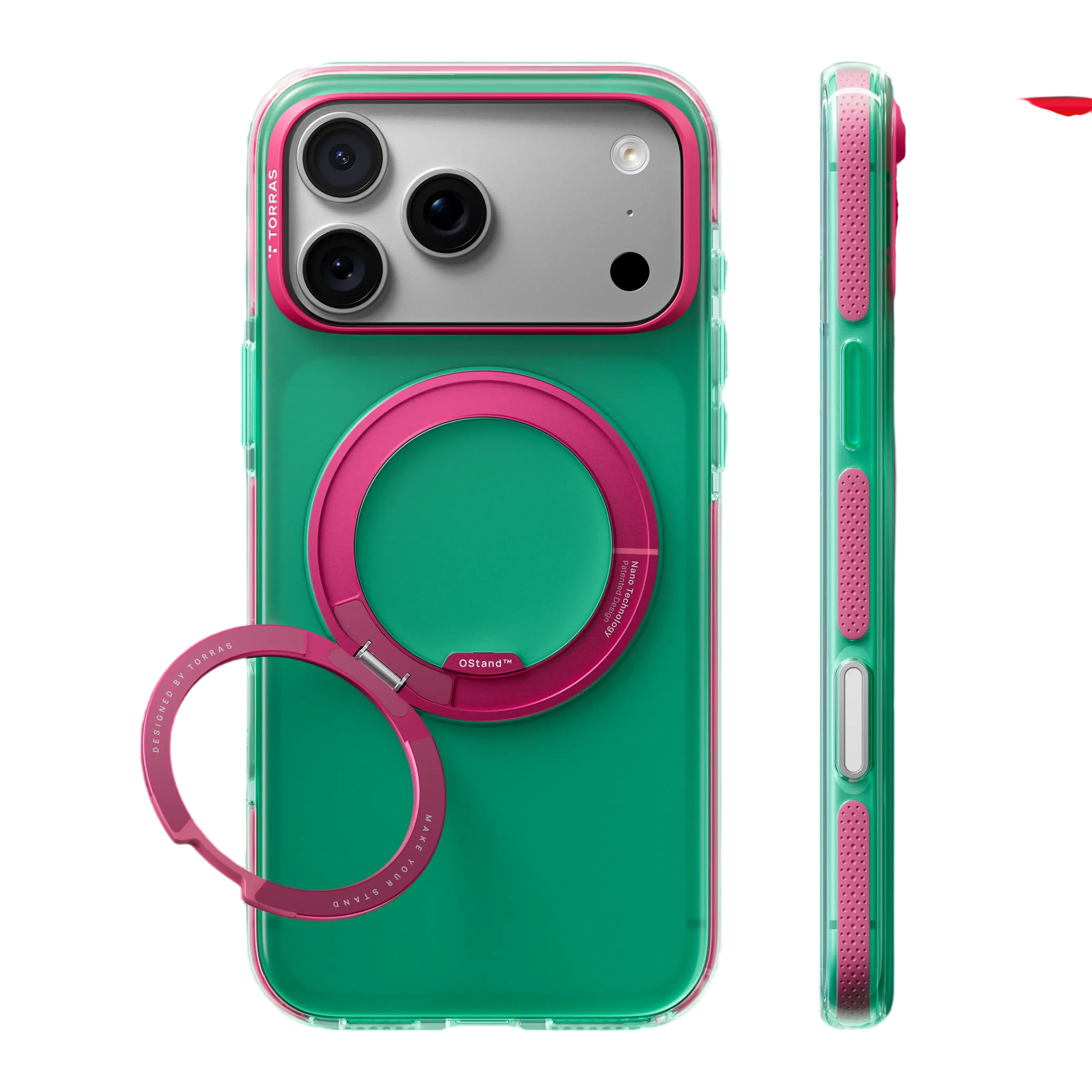Torras Ostand O3 Hue Case for iPhone 18 Pro Max - Green & Pink