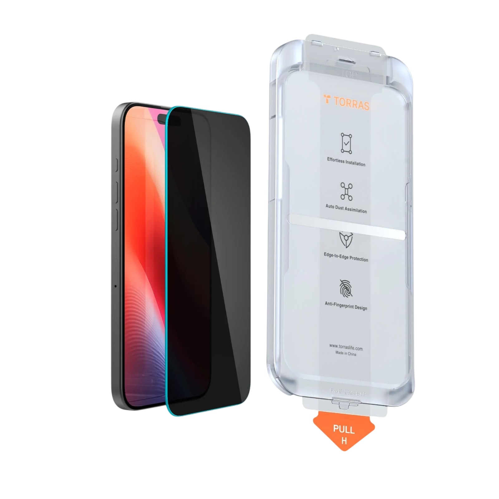 TORRAS GlassGo Tempered Privacy Screen Protector for iPhone 16 Plus - 1 Pack