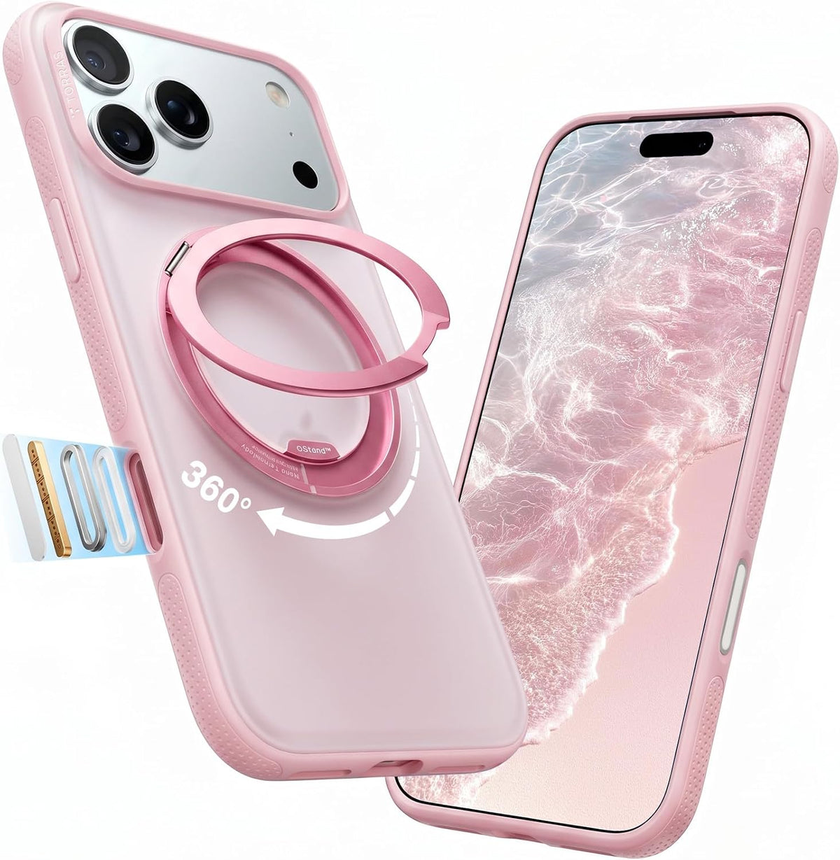 Torras Ostand O3 Light Case for iPhone 18 Pro - Pink