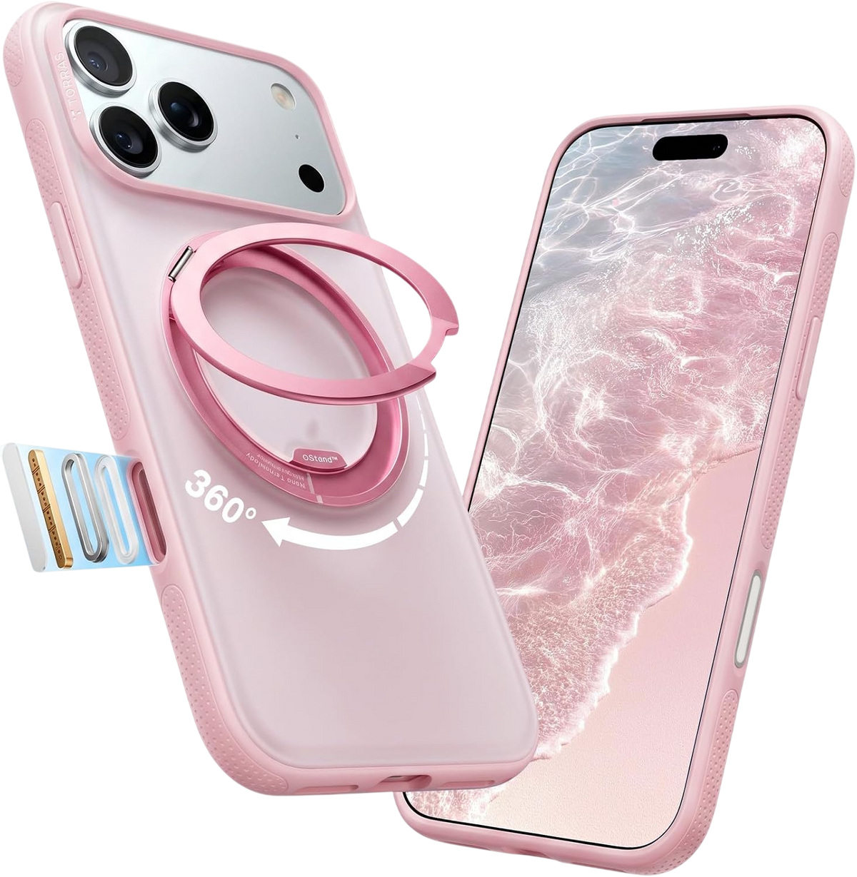 Torras Ostand O3 Light Case for iPhone 18 Pro Max - Pink