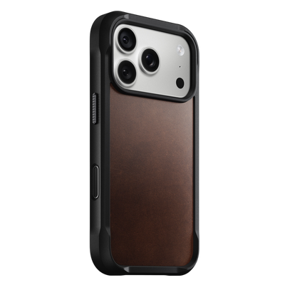 Nomad Rugged Leather Case for iPhone 18 Pro - Rustic Brown Horween