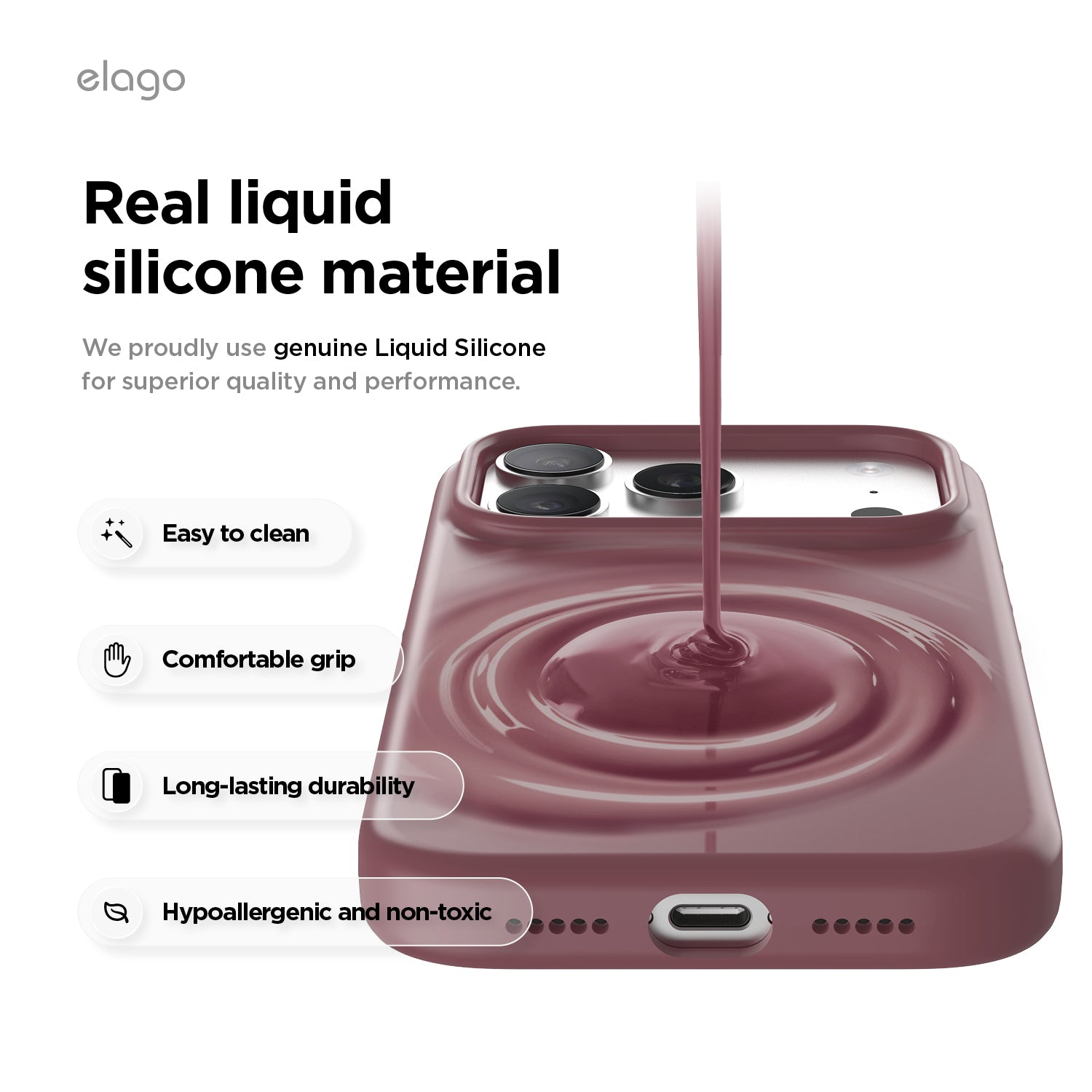 Elago Mag Silicone Case for iPhone 17 Pro / iPhone 18 Pro - Burgundy