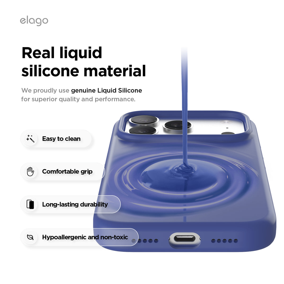 Elago Mag Silicone Case for iPhone 17 Pro / iPhone 18 Pro - Cobalt Blue