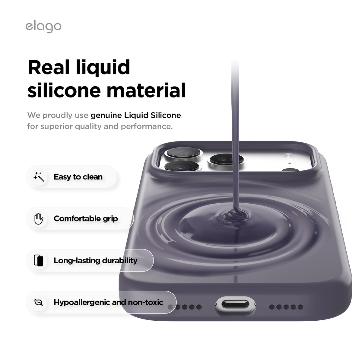 Elago Mag Silicone Case for iPhone 17 Pro / iPhone 18 Pro - Deep Purple