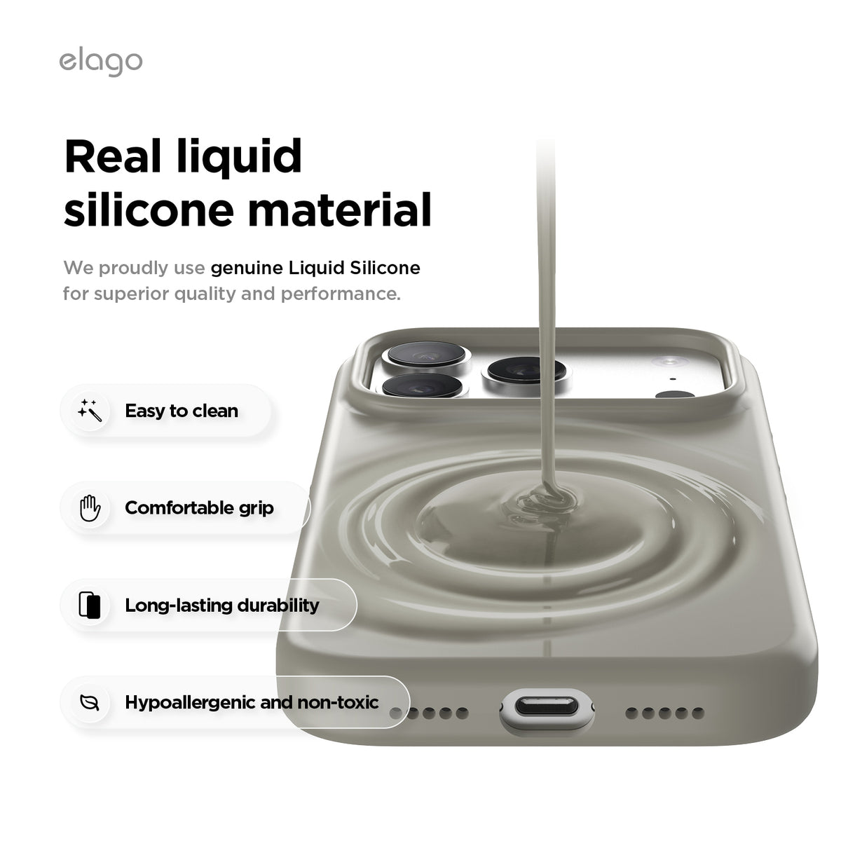 Elago Mag Silicone Case for iPhone 17 Pro / iPhone 18 Pro - Medium Grey