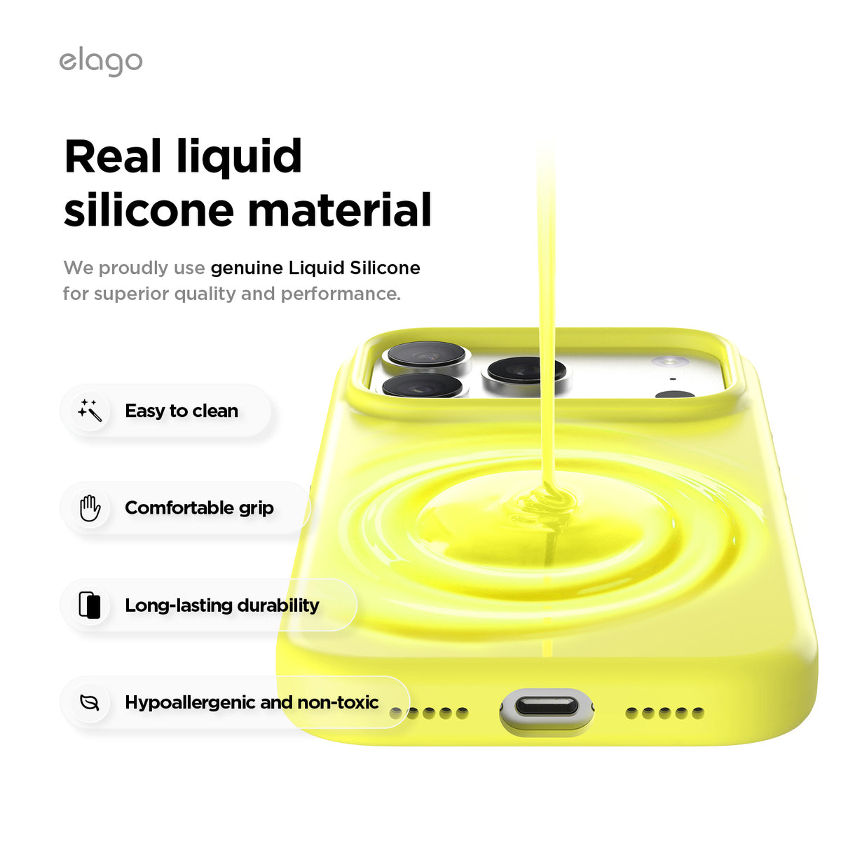 Elago Mag Silicone Case for iPhone 17 Pro / iPhone 18 Pro - Neon Yellow