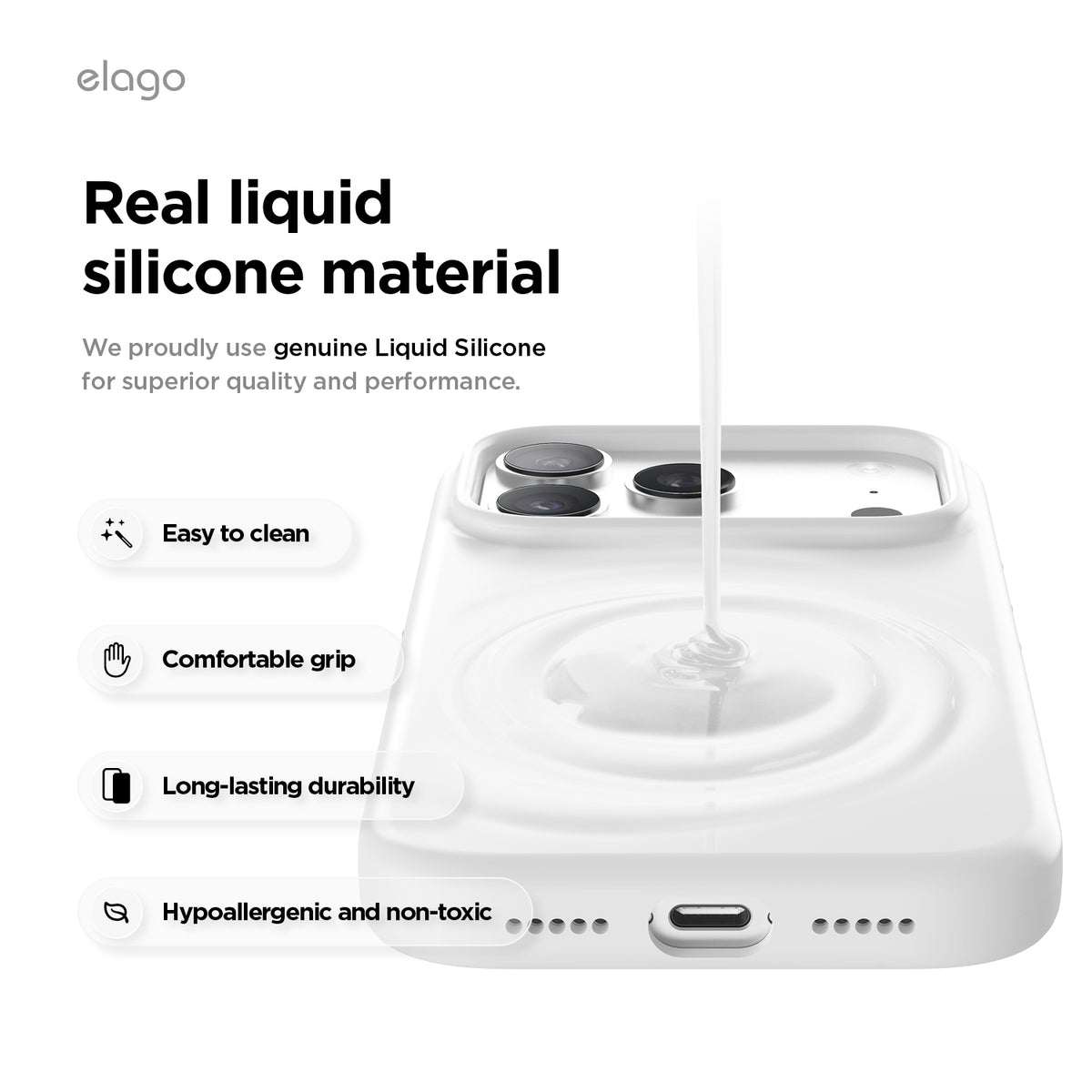 Elago Mag Silicone Case for iPhone 17 Pro / iPhone 18 Pro - White
