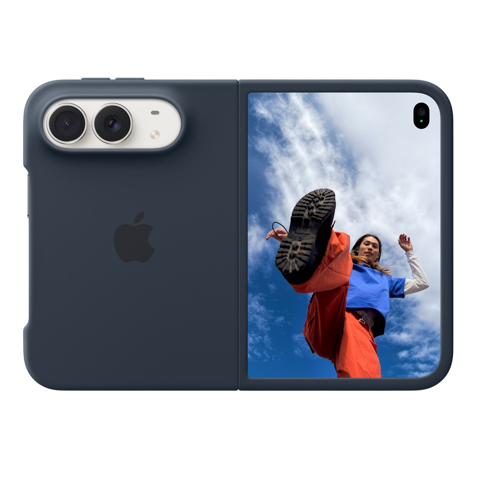 Apple iPhone Duo Case in Navy Blue on iPhone Duo in Star White