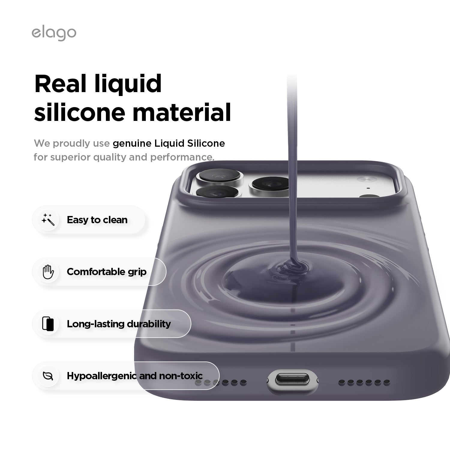Elago Mag Silicone Case for iPhone 17 Pro Max / iPhone 18 Pro Max - Deep Purple