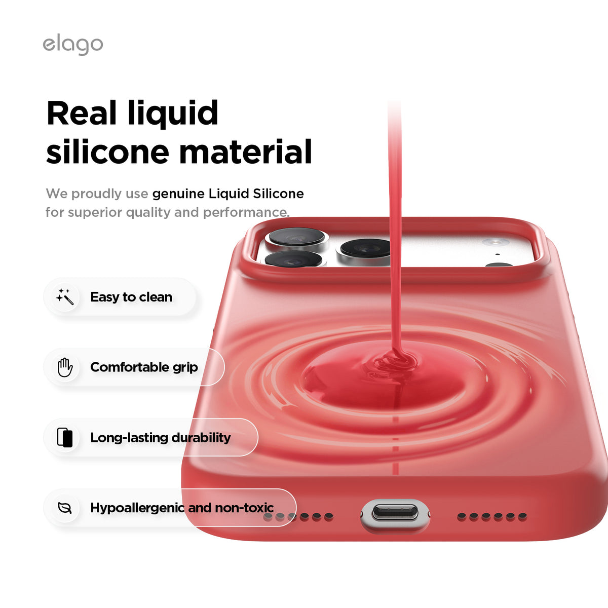 Elago Mag Silicone Case for iPhone 17 Pro Max / iPhone 18 Pro Max - Red