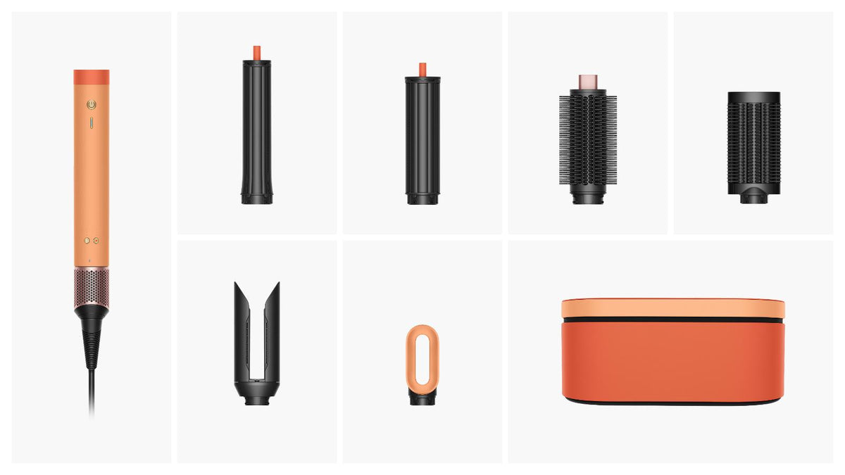 Dyson Airwrap Co-anda2x HS09 Ceramic Apricot/Topaz - 2025 Set in the box: 30mm and 40mm barrels, brushes, AirSmooth2x, Fast dryer 2x, case