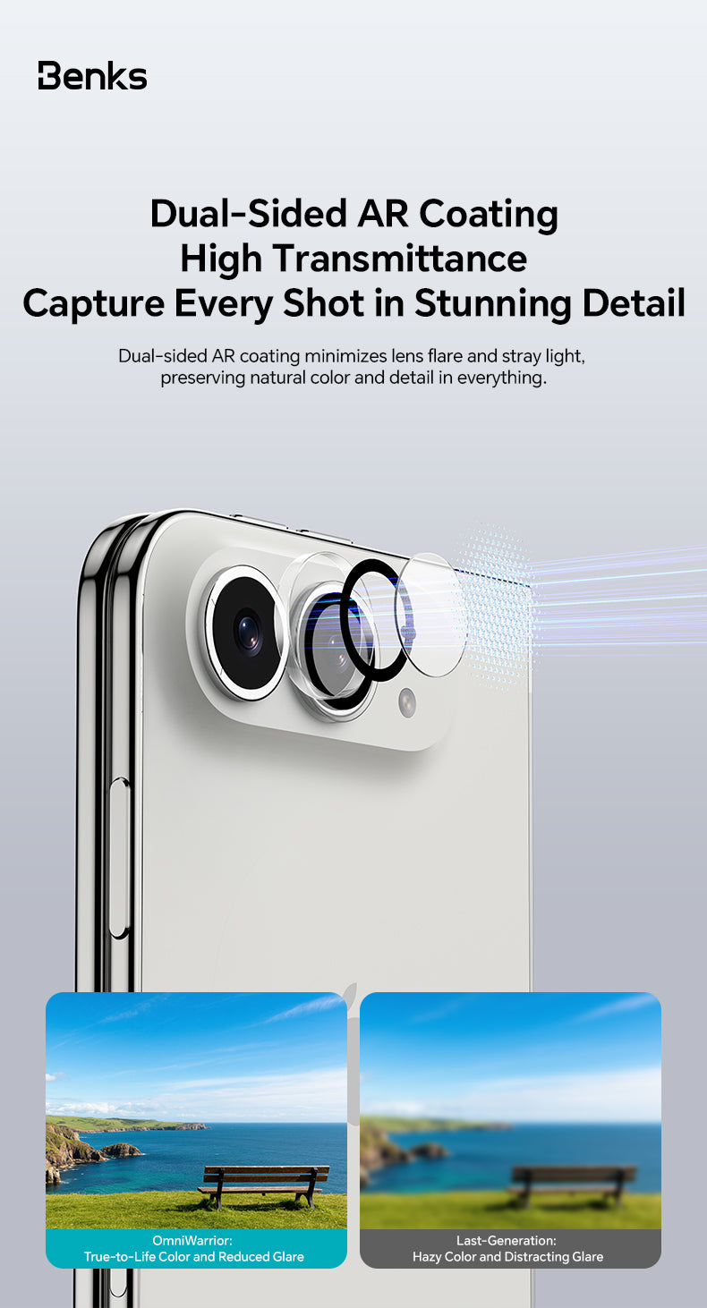 Benks OmniWarrior AR Lens Protector for iPhone Duo - Transparent AR lens protector features