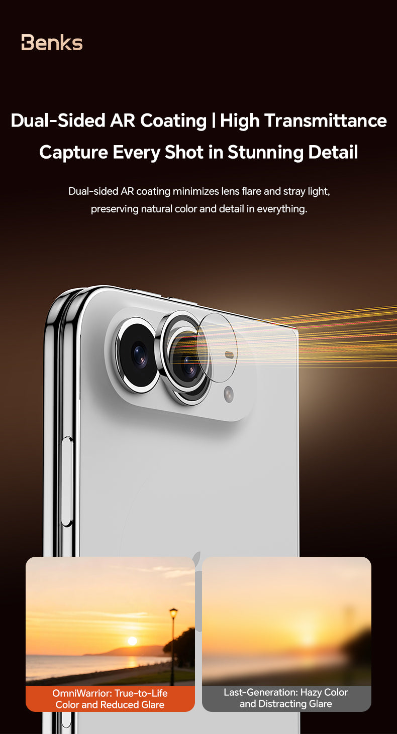 Benks OmniWarrior AR Lens Protector for iPhone Duo - Metal AR lens protector features