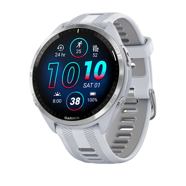 Garmin Forerunner 965 Premium GPS Running Smartwatch - Carbon Gray DLC Titanium Bezel with Black Case - White