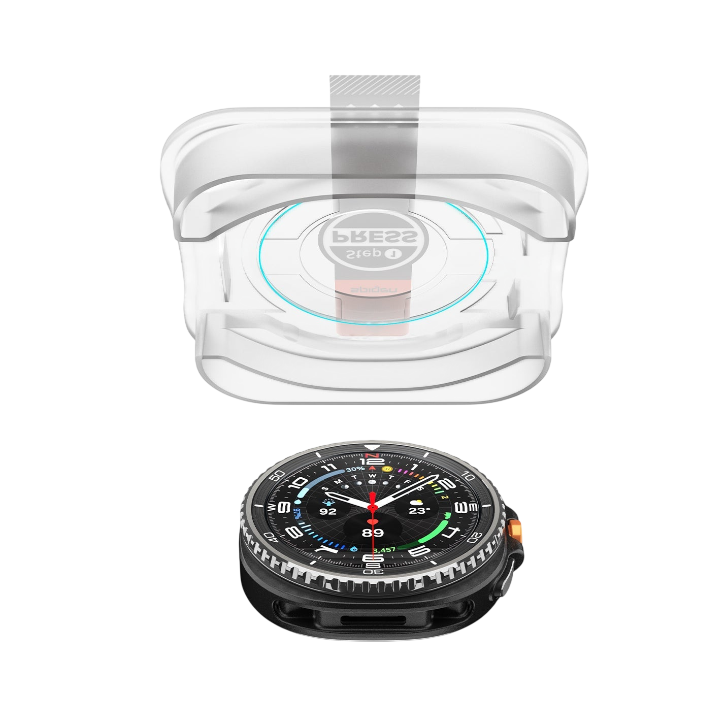 واقي شاشة Spigen GLAS.tR EZ Fit لسامسونج جالاكسي ووتش 8 كلاسيك - عبوة من 2