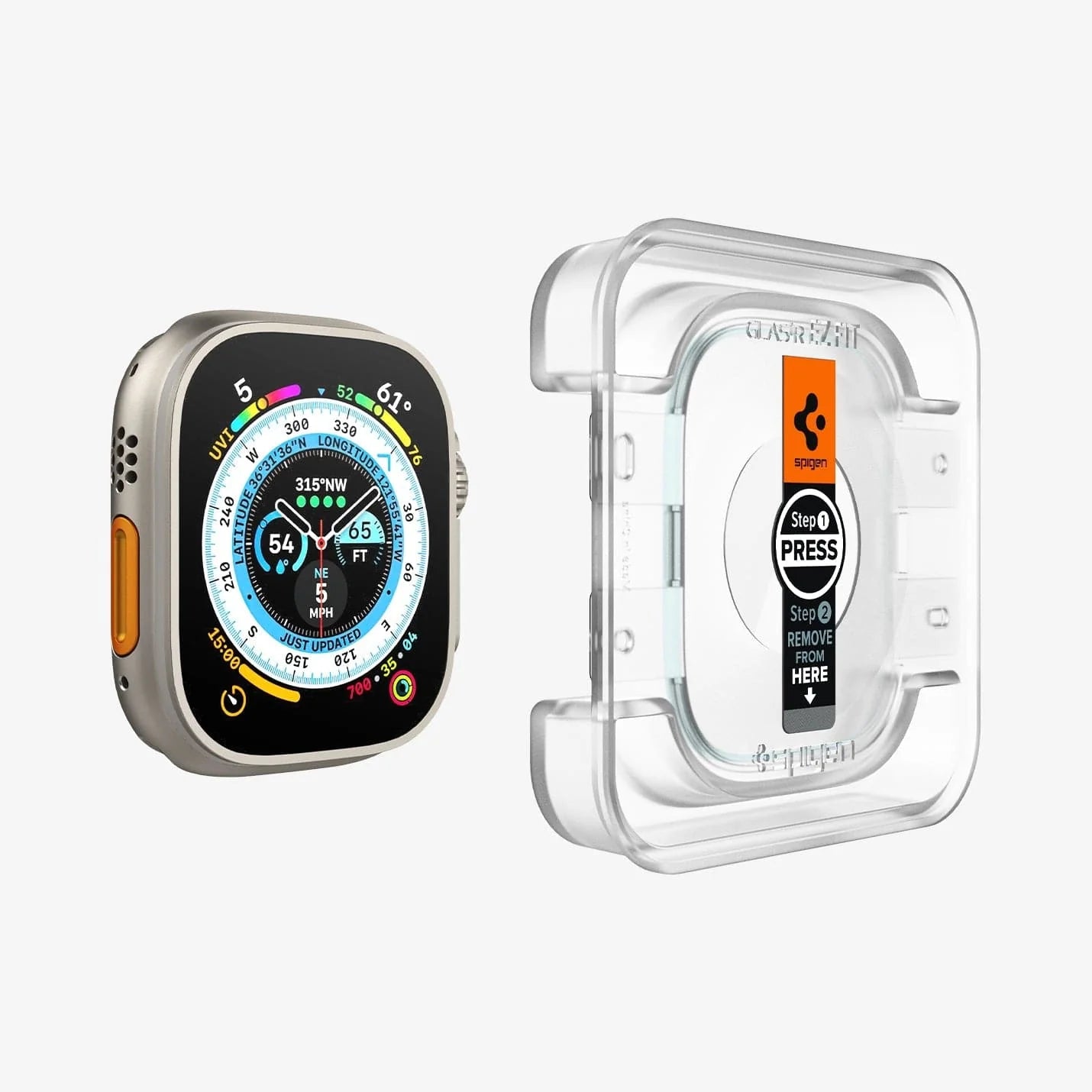 Spigen Apple Watch Ultra 3 / Ultra 2 / Ultra 1 (49mm) Screen Protector EZ FIT Glas.tR - 2 Pack