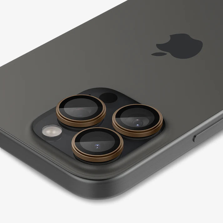 Spigen iPhone 16 Pro Max / 16 Pro واقي عدسة الكاميرا EZ Fit GLAS.tR Optik Pro - تيتانيوم صحراوي