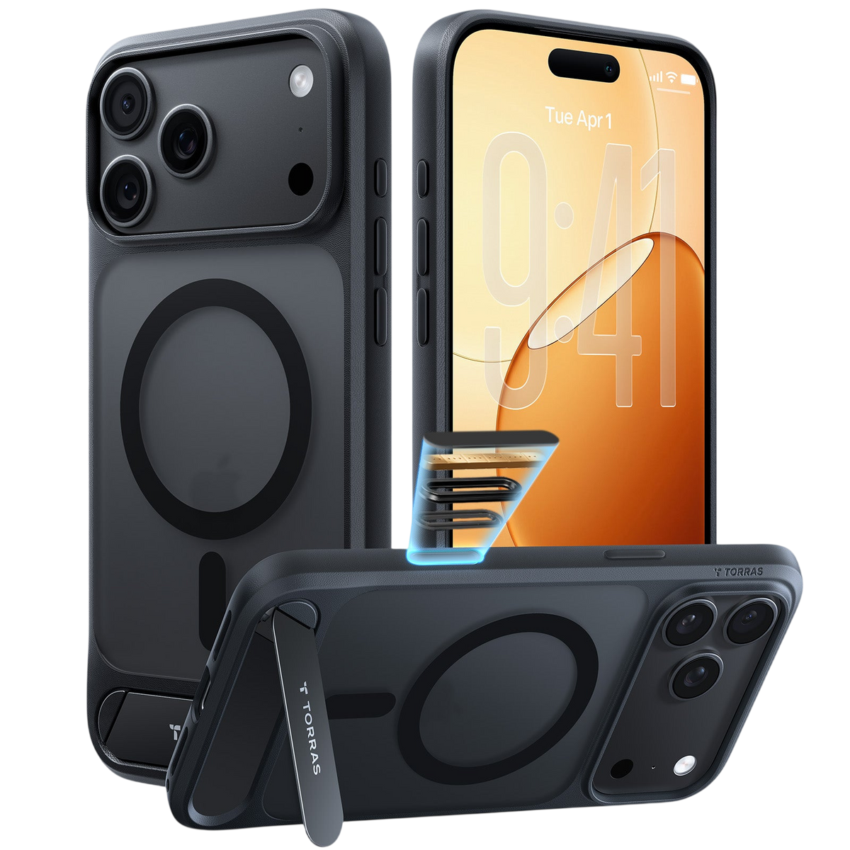 Torras Ostand L1 Case for iPhone 17 Pro Max / iPhone 18 Pro Max - Black