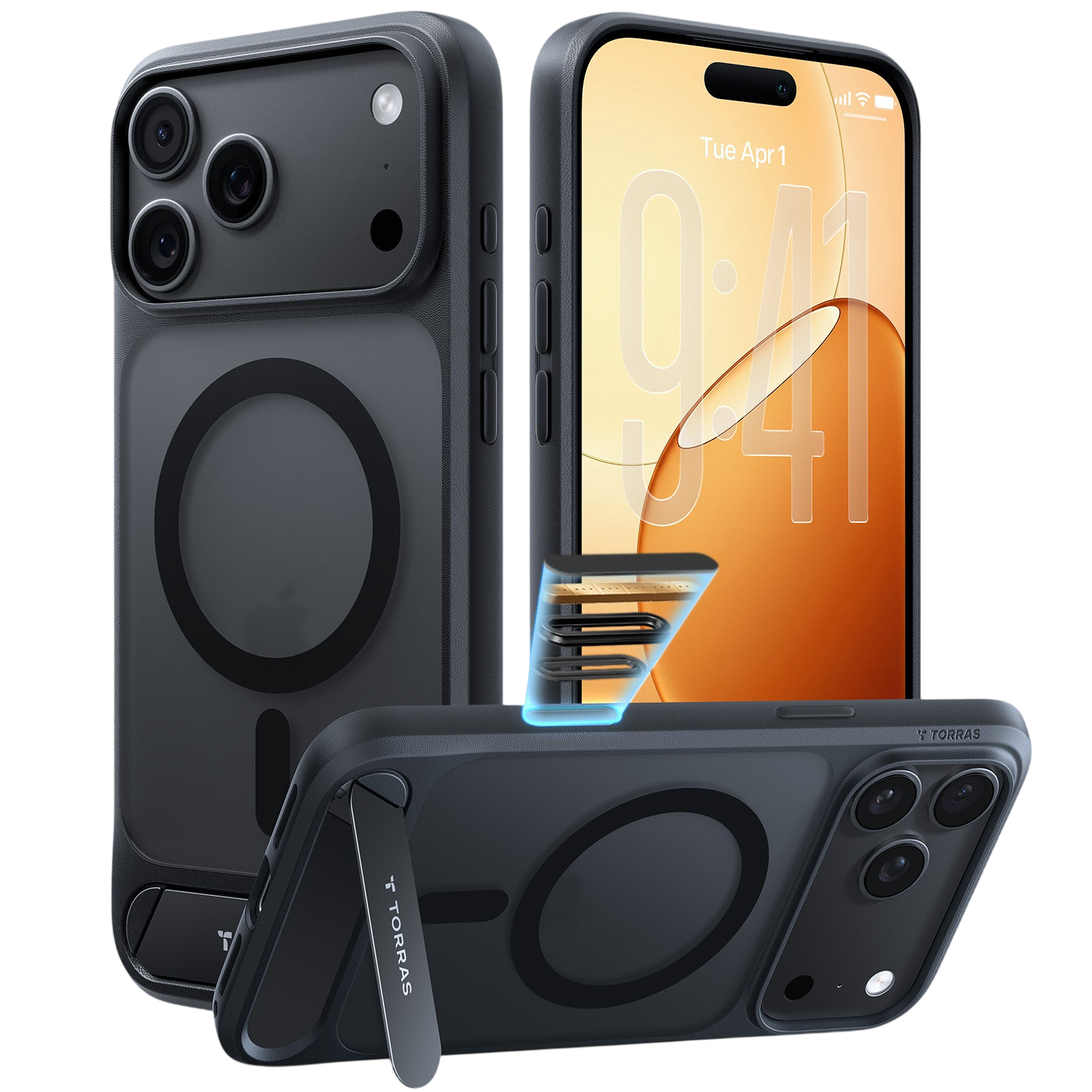 Torras Ostand L1 Case for iPhone 17 Pro / iPhone 18 Pro - Black