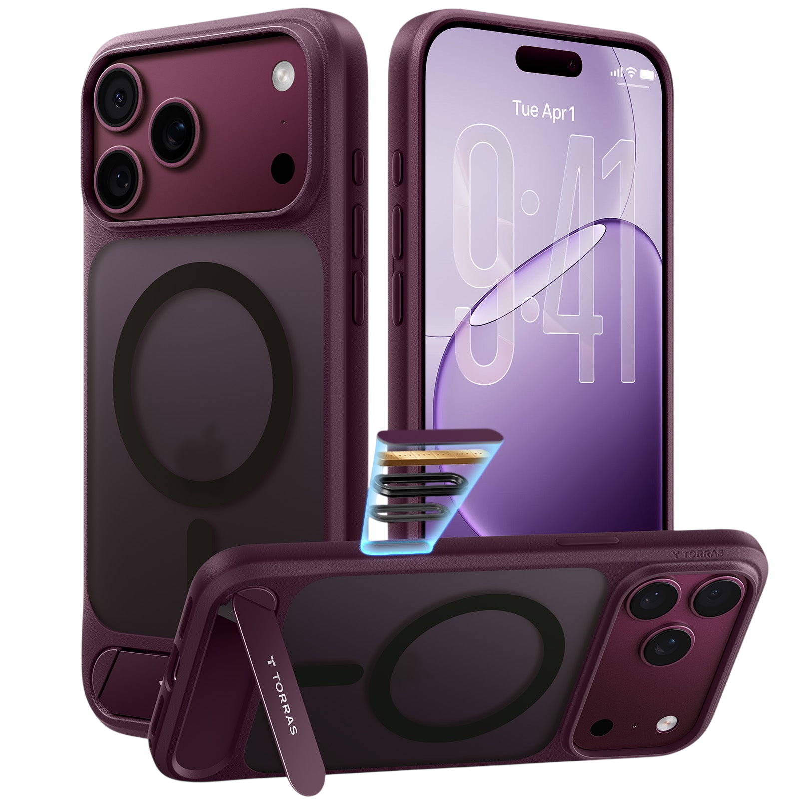 Torras Ostand L1 Case for iPhone 17 Pro Max / iPhone 18 Pro Max - Purple