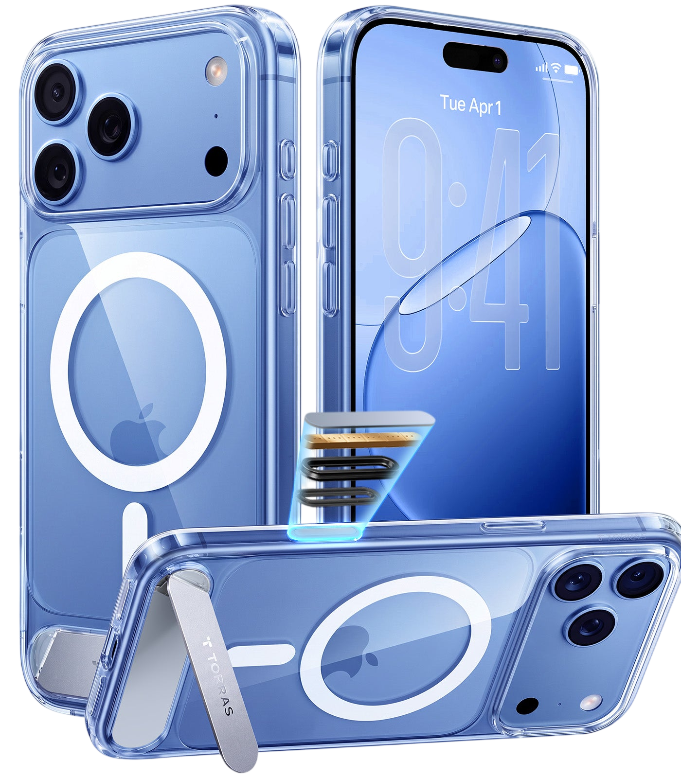 Torras Ostand L1 Case for iPhone 17 Pro / iPhone 18 Pro - Clear