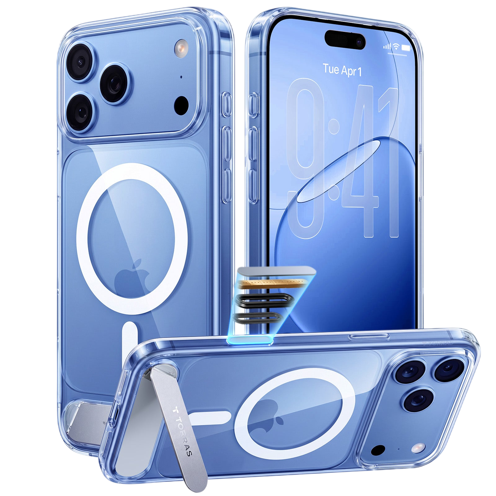 Torras Ostand L1 Case for iPhone 17 Pro / iPhone 18 Pro - Clear