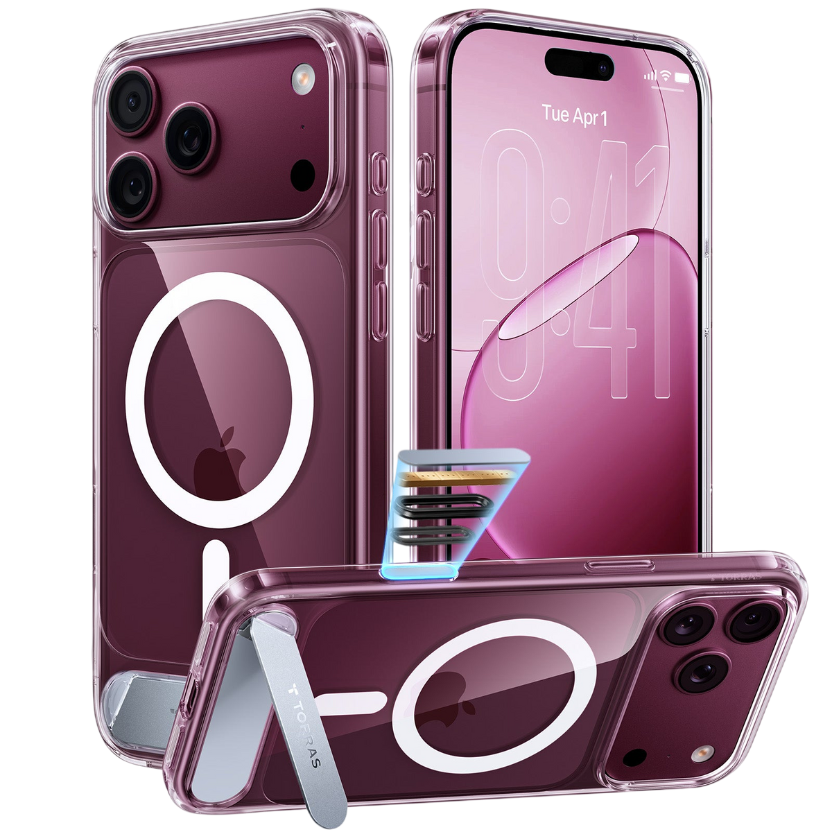 Torras Ostand L1 Case for iPhone 17 Pro / iPhone 18 Pro - Clear