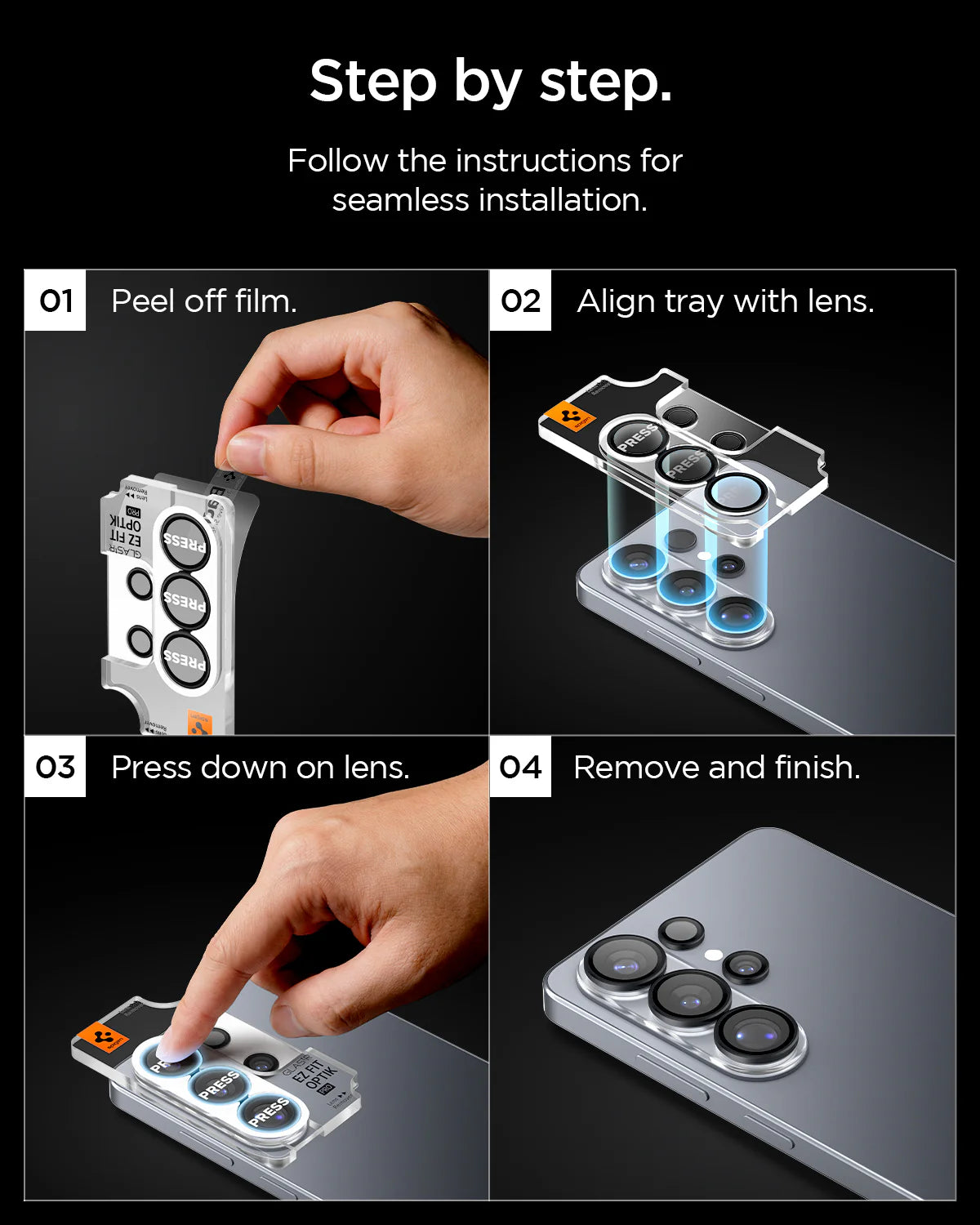حامي عدسة Spigen Glas.tREZFit Optik Black لهاتف GalaxyS26 Ultra - عبوة 2