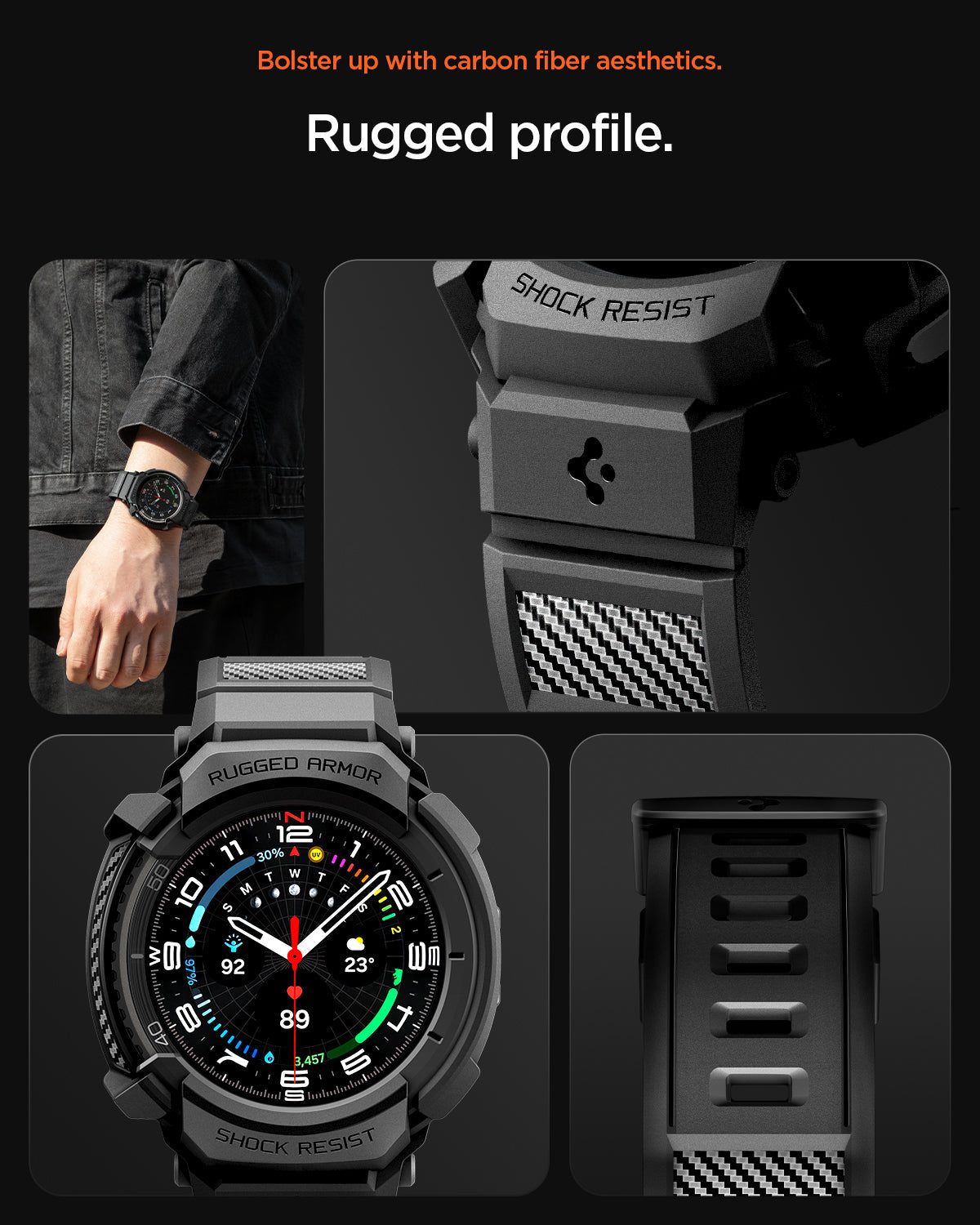 Spigen Rugged Armor Pro Band + Case for Samsung Galaxy Watch8 Classic