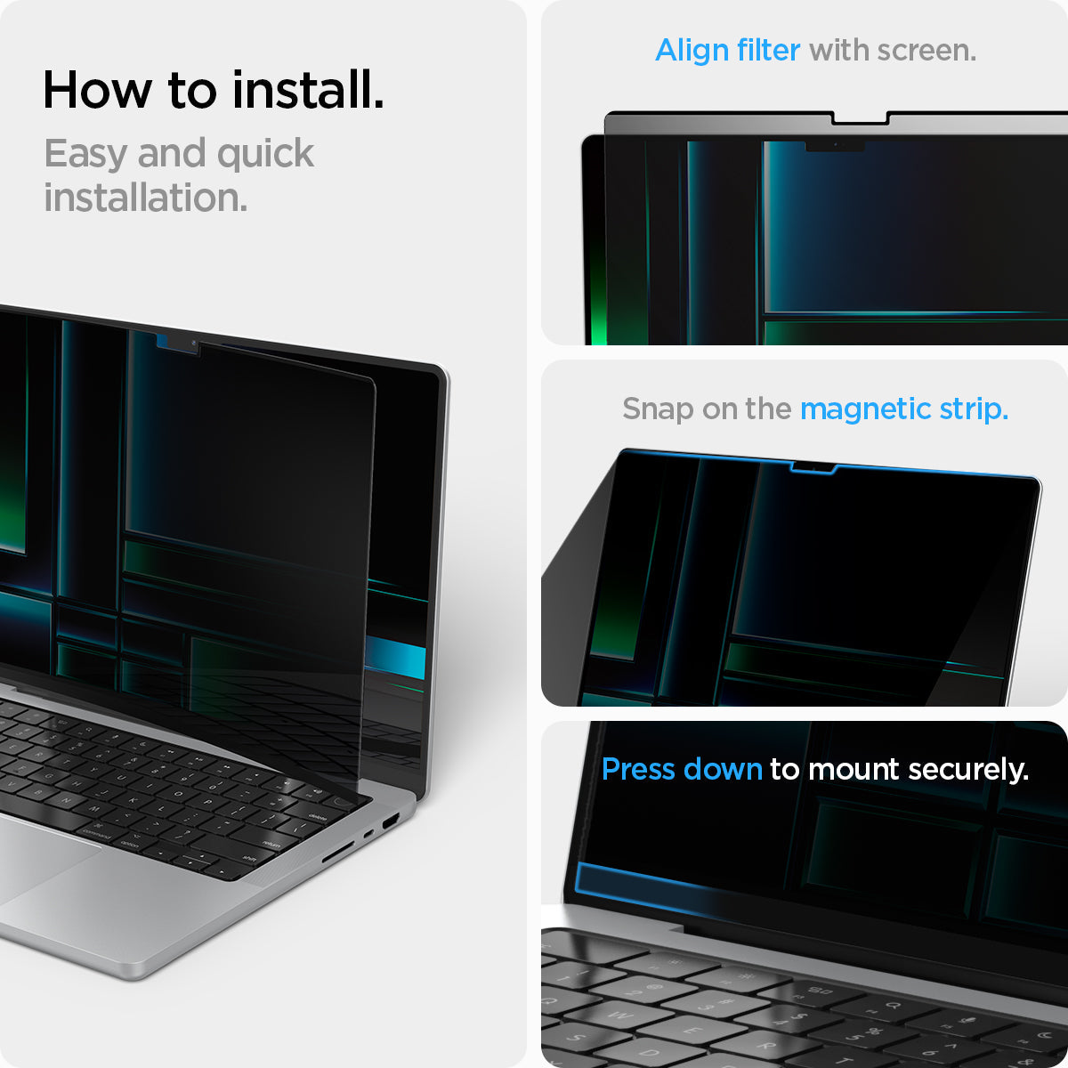 Spigen Safe View Privacy Screen Protector for MacBook Pro (M5 / M4 / M3 / M2 / M1)