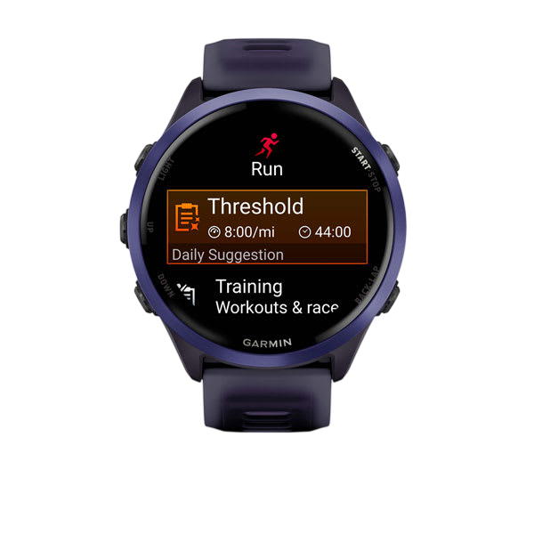 Garmin Forerunner 570 AMOLED GPS Running Smartwatch - Slate Gray Aluminium with Translucent Black Band - 47mm Indigo