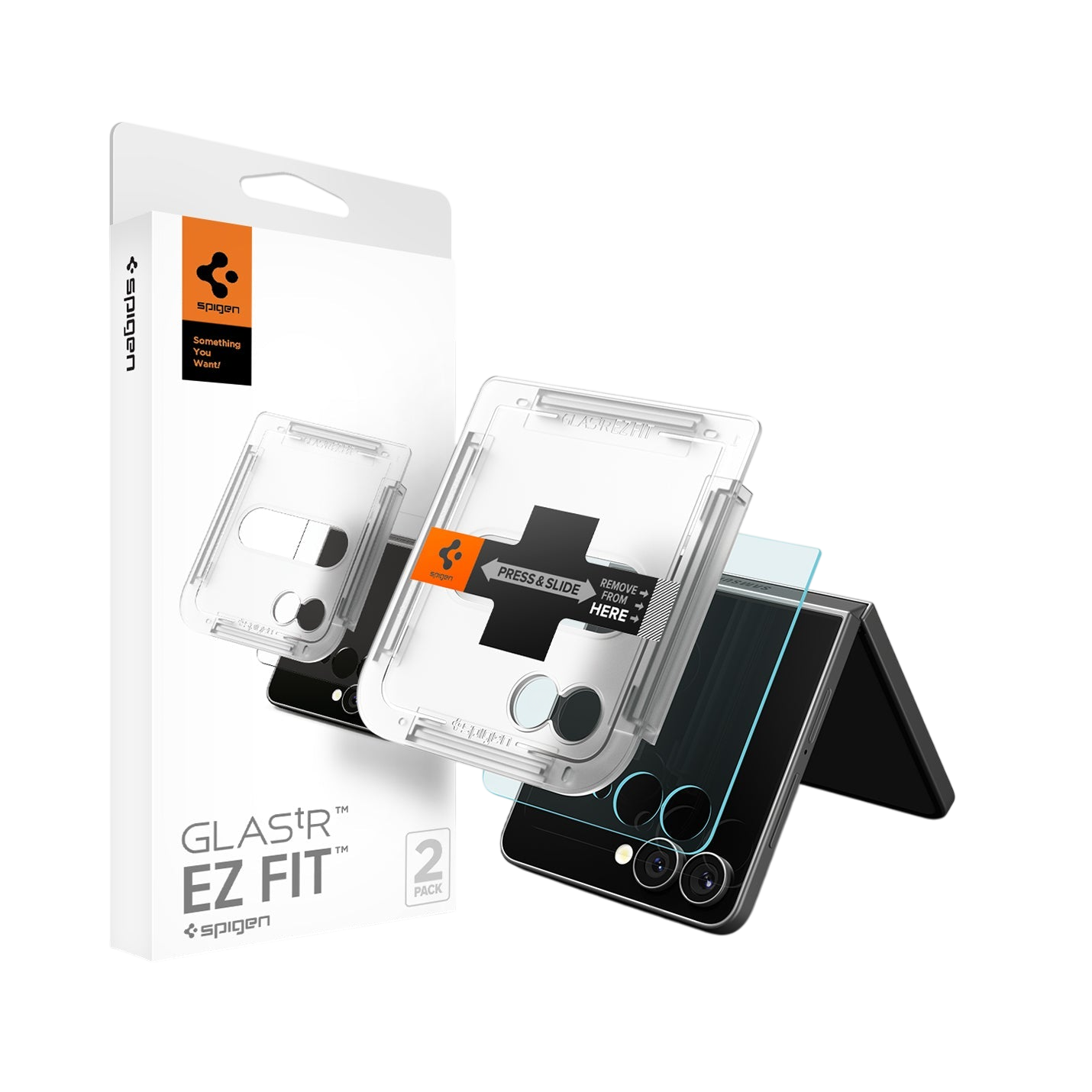 Spigen GLAS.tR EZ Fit Screen Protector for Samsung Galaxy Z Flip 7 - 2 Pack