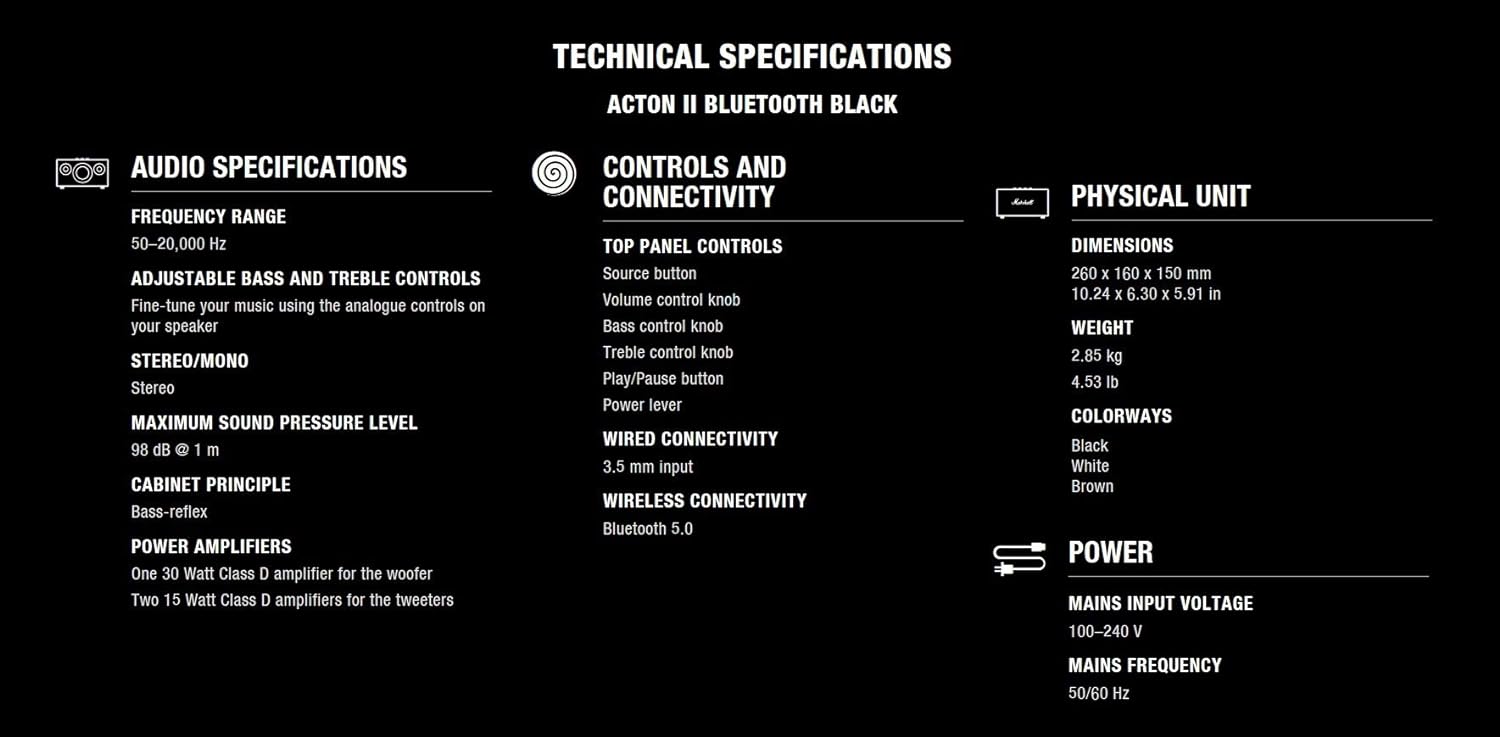 Marshall Acton II Bluetooth Wireless Stereo Speaker - International Warranty