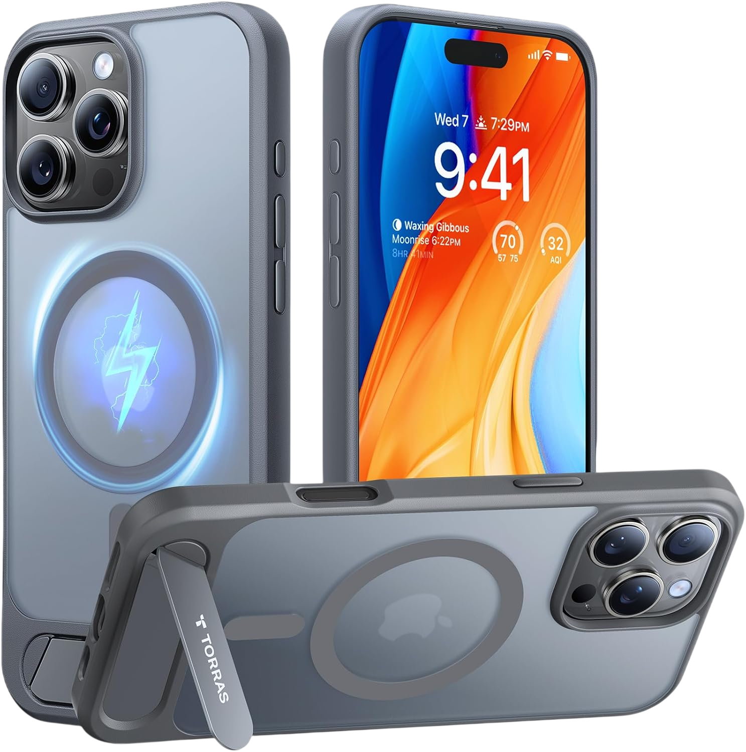 حافظة TORRAS Pstand أفقية ورأسية بمسند MagSafe لهاتف iPhone 16 Pro Max