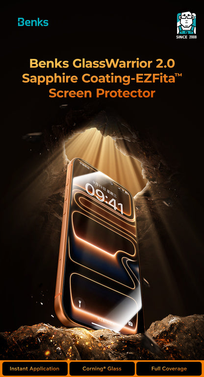 حماية شاشة بنكس جلاس ووريور سافاير V2.0 لجهاز آيفون 17 برو ماكس / 17 برو