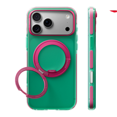 Torras Ostand O3 Hue Case for iPhone 18 Pro - Green & Pink 