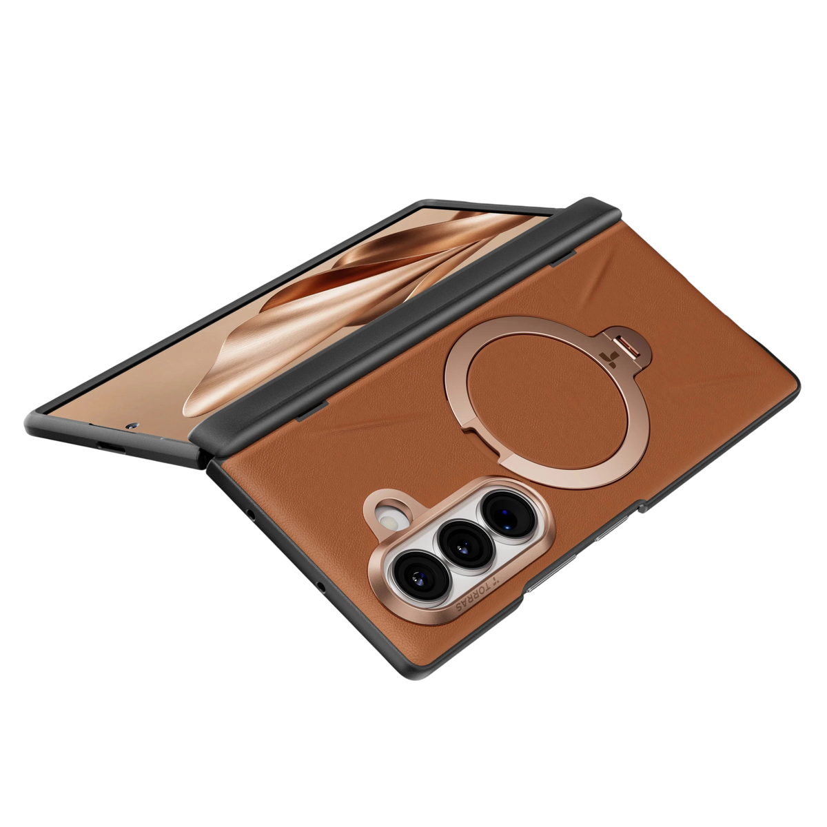 Torras Ostand Q3 VegSkin for Samsung Galaxy Z Fold 8 Ultra - Amber Brown 
