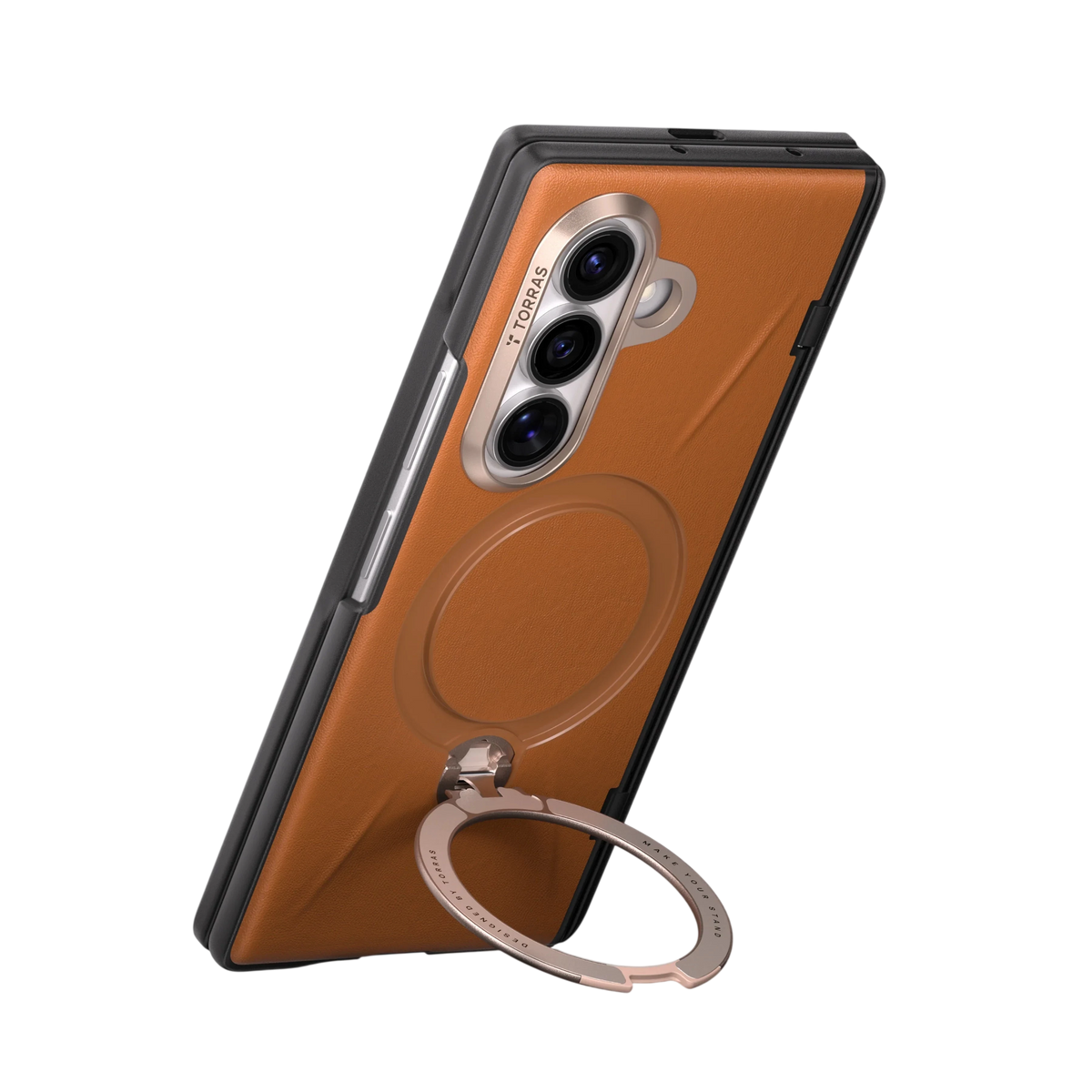 Torras Ostand Q3 VegSkin for Samsung Galaxy Z Fold 8 Ultra - Amber Brown 