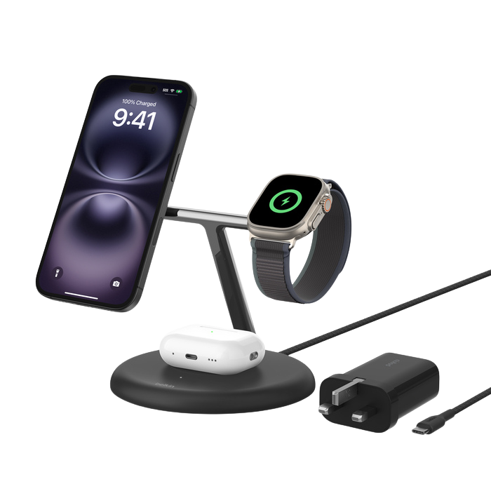 Belkin BoostCharge Pro 3-in-1 Magnetic Wireless Charging Stand with Qi2 15W