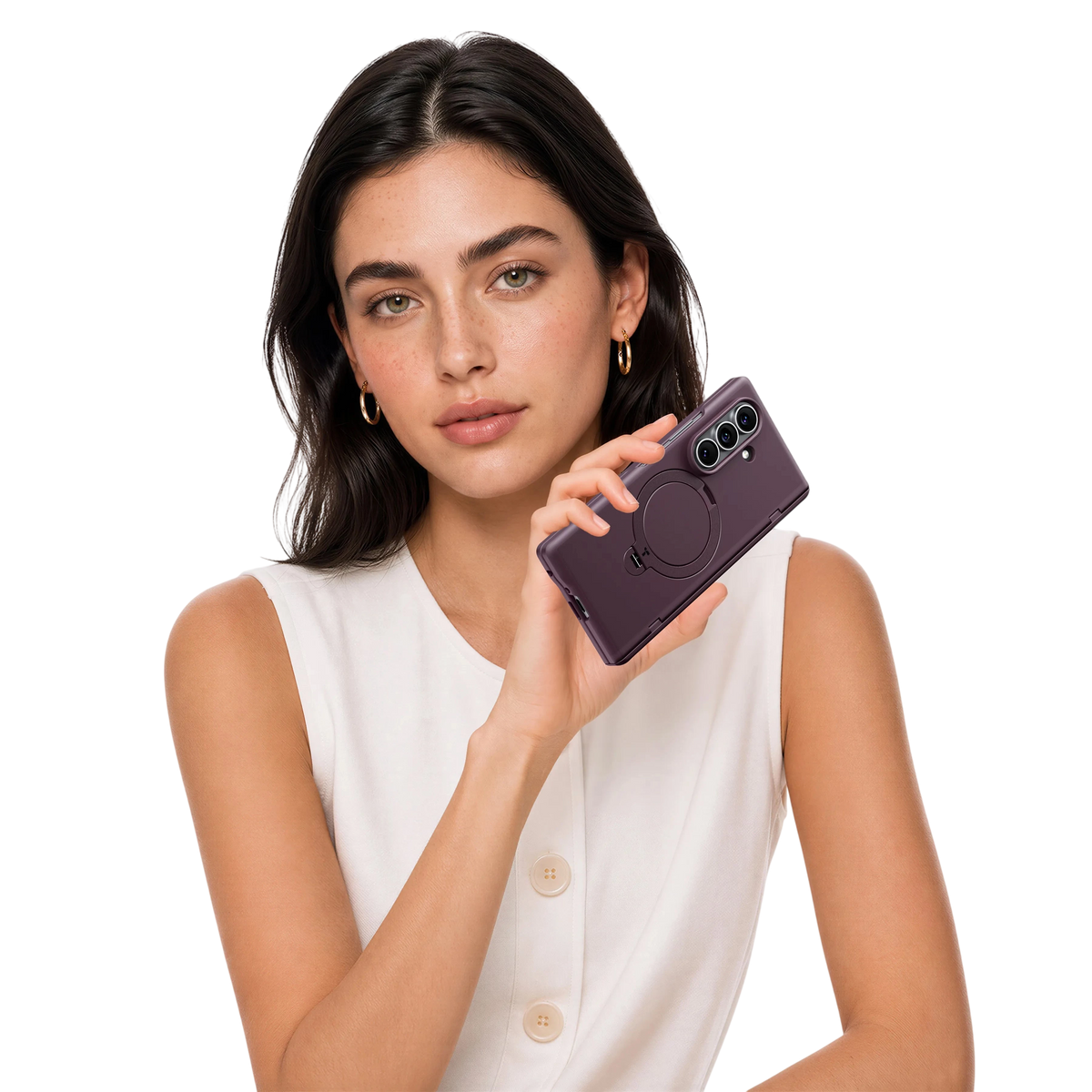 Torras Ostand Q3 Spin for Samsung Galaxy Z Fold 8 Ultra - Deep Purple 