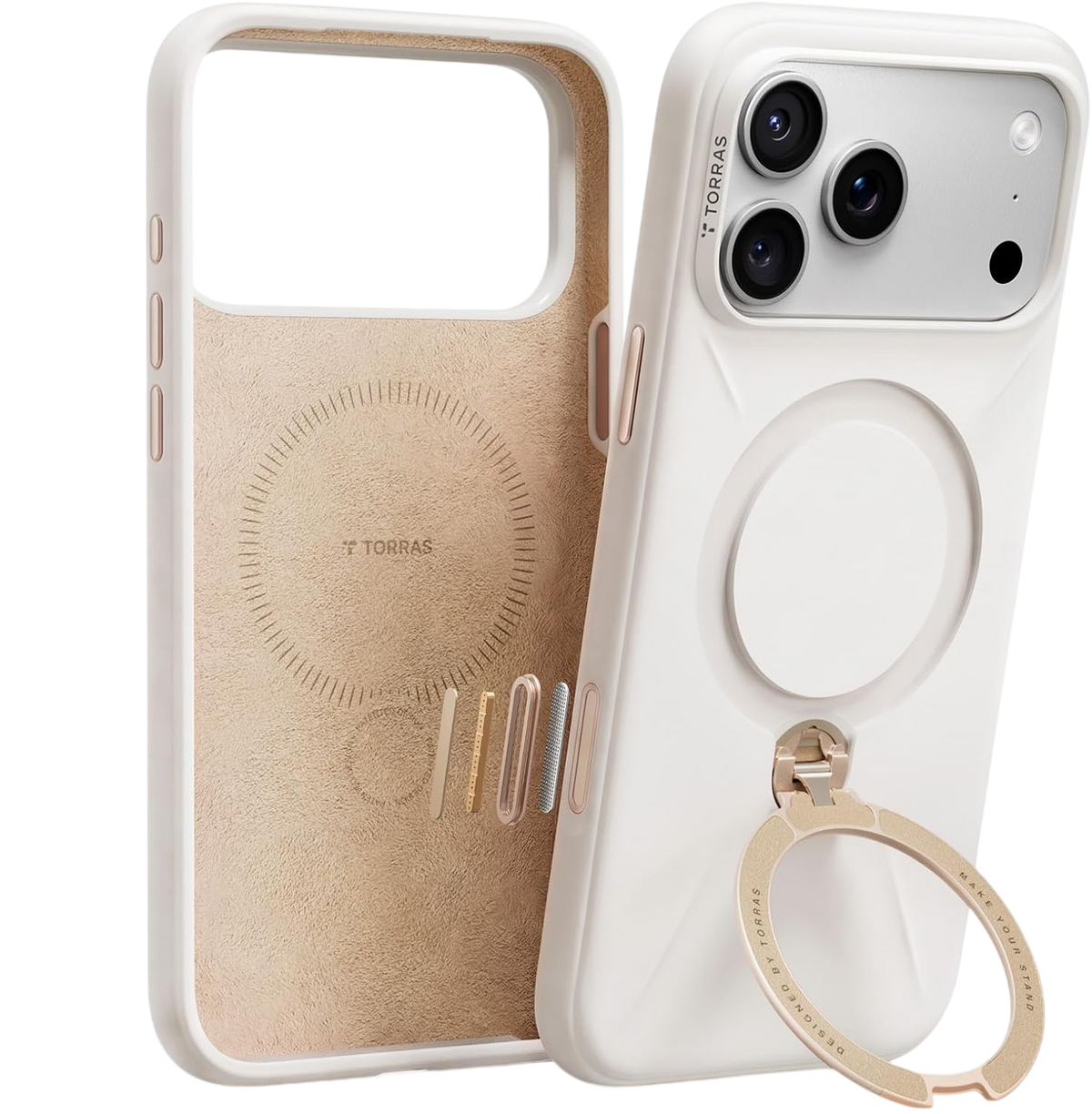 Torras Ostand Q3 Silicone Case for iPhone 18 Pro - White 