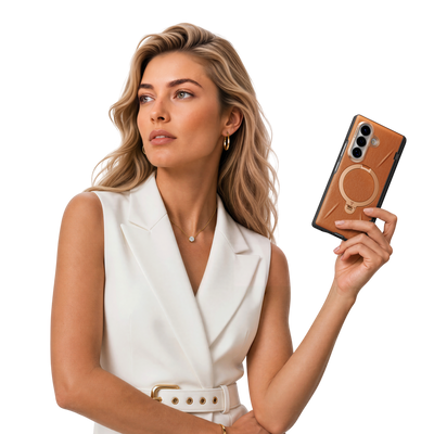 Torras Ostand Q3 VegSkin for Samsung Galaxy Z Fold 8 Ultra - Amber Brown 