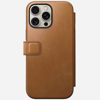 Nomad Modern Leather Folio Case for iPhone 16 Pro Max - English Tan