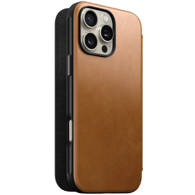 حافظة Nomad Modern Leather Folio لهاتف iPhone 16 Pro Max - تان إنجليزي