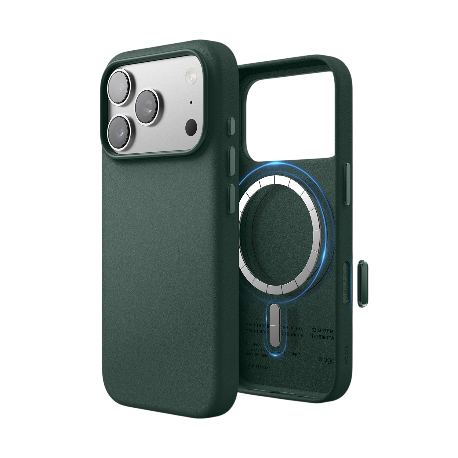 Elago MagLeather Case for iPhone 17 Pro / iPhone 18 Pro - Midnight Green 