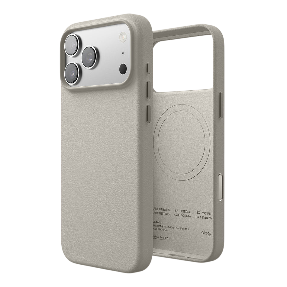Elago MagLeather Case for iPhone 17 Pro Max / iPhone 18 Pro Max - Light Grey 