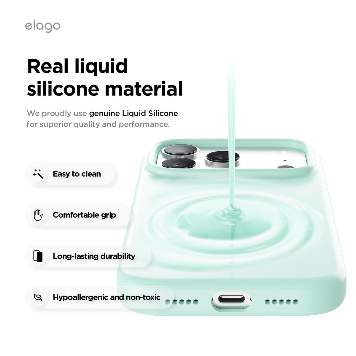 Elago Mag Silicone Case for iPhone 17 Pro / iPhone 18 Pro - Aqua Sky 