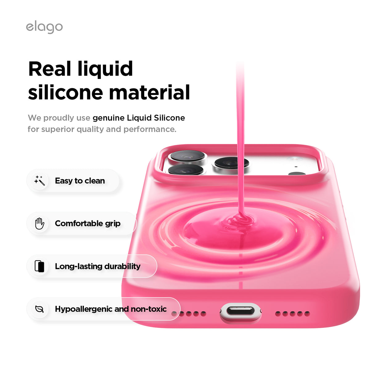 Elago Mag Silicone Case for iPhone 17 Pro / iPhone 18 Pro - Ice Red 