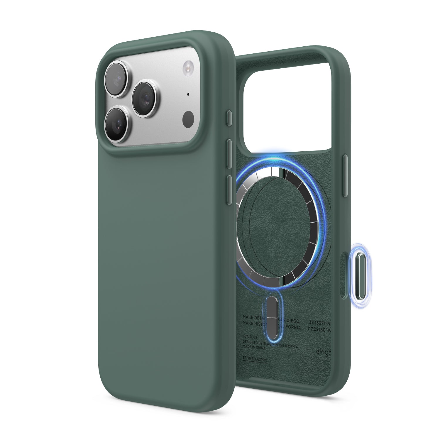 Elago Mag Silicone Case for iPhone 17 Pro / iPhone 18 Pro - Midnight Green 