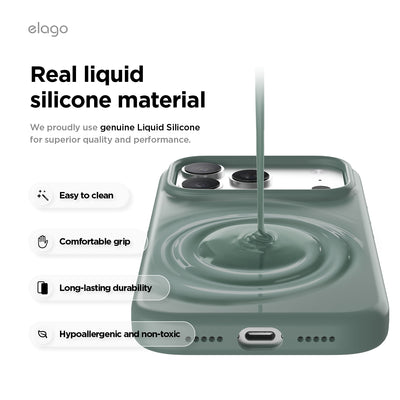 Elago Mag Silicone Case for iPhone 17 Pro / iPhone 18 Pro - Midnight Green 